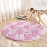 Pink Palaka Japanese Patterns Round Carpet Koi Fish Asanoha Sakura Patchwork Stylized LT14 - Polynesian Pride