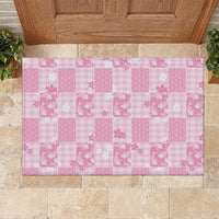 Pink Palaka Japanese Patterns Rubber Doormat Koi Fish Asanoha Sakura Patchwork Stylized LT14 Pink - Polynesian Pride