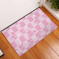 Pink Palaka Japanese Patterns Rubber Doormat Koi Fish Asanoha Sakura Patchwork Stylized LT14 - Polynesian Pride