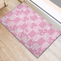 Pink Palaka Japanese Patterns Rubber Doormat Koi Fish Asanoha Sakura Patchwork Stylized LT14 - Polynesian Pride