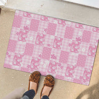 Pink Palaka Japanese Patterns Rubber Doormat Koi Fish Asanoha Sakura Patchwork Stylized LT14 - Polynesian Pride