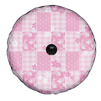 Pink Palaka Japanese Patterns Spare Tire Cover Koi Fish Asanoha Sakura Patchwork Stylized LT14 - Polynesian Pride
