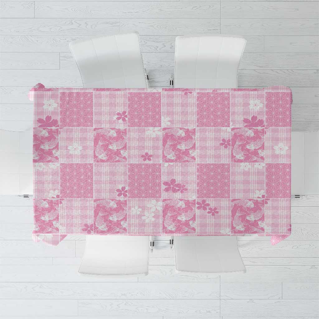 Pink Palaka Japanese Patterns Tablecloth Koi Fish Asanoha Sakura Patchwork Stylized LT14 Pink - Polynesian Pride