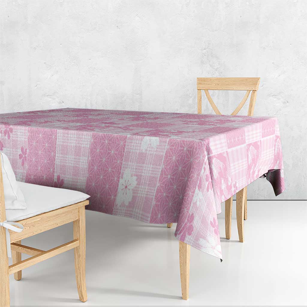Pink Palaka Japanese Patterns Tablecloth Koi Fish Asanoha Sakura Patchwork Stylized LT14 - Polynesian Pride
