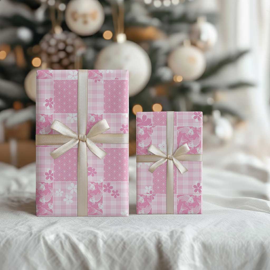 Pink Palaka Japanese Patterns Wrapping Paper Koi Fish Asanoha Sakura Patchwork Stylized LT14 - Polynesian Pride