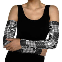 Black Palaka Japanese Patterns Arm Sleeves Koi Fish Asanoha Sakura Patchwork Stylized LT14 - Polynesian Pride