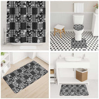 Black Palaka Japanese Patterns Bathroom Set Koi Fish Asanoha Sakura Patchwork Stylized - Polynesian Pride