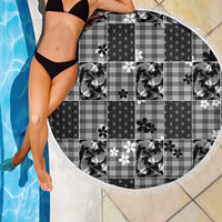 Black Palaka Japanese Patterns Beach Blanket Koi Fish Asanoha Sakura Patchwork Stylized LT14 - Polynesian Pride
