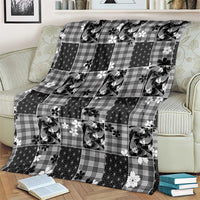 Black Palaka Japanese Patterns Blanket Koi Fish Asanoha Sakura Patchwork Stylized LT14 - Polynesian Pride