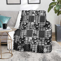 Black Palaka Japanese Patterns Blanket Koi Fish Asanoha Sakura Patchwork Stylized LT14 - Polynesian Pride