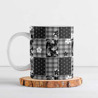 Black Palaka Japanese Patterns Ceramic Mug Koi Fish Asanoha Sakura Patchwork Stylized - Polynesian Pride