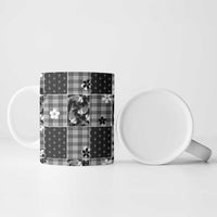 Black Palaka Japanese Patterns Ceramic Mug Koi Fish Asanoha Sakura Patchwork Stylized - Polynesian Pride