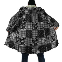 Black Palaka Japanese Patterns Cloak Koi Fish Asanoha Sakura Patchwork Stylized - Polynesian Pride