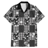 Black Palaka Japanese Patterns Family Matching Mermaid Dress and Hawaiian Shirt Koi Fish Asanoha Sakura Patchwork Stylized - Polynesian Pride