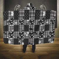 Black Palaka Japanese Patterns Hooded Blanket Koi Fish Asanoha Sakura Patchwork Stylized LT14 - Polynesian Pride