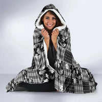 Black Palaka Japanese Patterns Hooded Blanket Koi Fish Asanoha Sakura Patchwork Stylized LT14 - Polynesian Pride