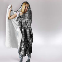Black Palaka Japanese Patterns Hooded Blanket Koi Fish Asanoha Sakura Patchwork Stylized LT14 - Polynesian Pride