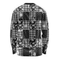 Black Palaka Japanese Patterns Long Sleeve Shirt Koi Fish Asanoha Sakura Patchwork Stylized - Polynesian Pride