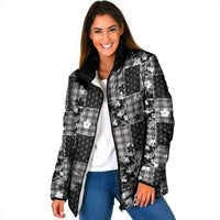 Black Palaka Japanese Patterns Padded Jacket Koi Fish Asanoha Sakura Patchwork Stylized - Polynesian Pride