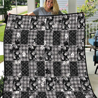 Black Palaka Japanese Patterns Quilt Koi Fish Asanoha Sakura Patchwork Stylized LT14 Black - Polynesian Pride