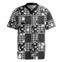 Black Palaka Japanese Patterns Rugby Jersey Koi Fish Asanoha Sakura Patchwork Stylized - Polynesian Pride