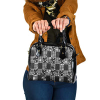 Black Palaka Japanese Patterns Shoulder Handbag Koi Fish Asanoha Sakura Patchwork Stylized LT14 One Size Black - Polynesian Pride