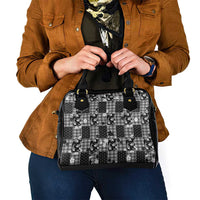 Black Palaka Japanese Patterns Shoulder Handbag Koi Fish Asanoha Sakura Patchwork Stylized LT14 - Polynesian Pride