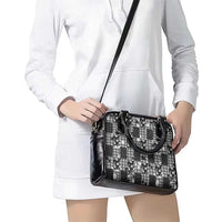 Black Palaka Japanese Patterns Shoulder Handbag Koi Fish Asanoha Sakura Patchwork Stylized LT14 - Polynesian Pride