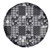 Black Palaka Japanese Patterns Spare Tire Cover Koi Fish Asanoha Sakura Patchwork Stylized LT14 - Polynesian Pride