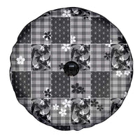 Black Palaka Japanese Patterns Spare Tire Cover Koi Fish Asanoha Sakura Patchwork Stylized LT14 - Polynesian Pride