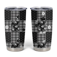 Black Palaka Japanese Patterns Tumbler Cup Koi Fish Asanoha Sakura Patchwork Stylized - Polynesian Pride