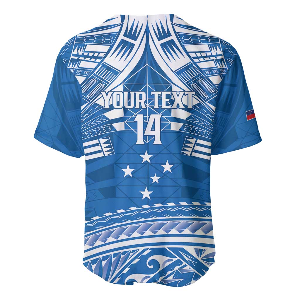 Toa Samoa Rugby Custom Baseball Jersey Uso aso uma Samoan Pattern Blue LT14 - Polynesian Pride