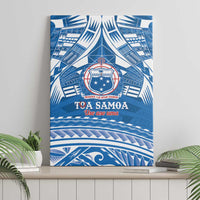 Toa Samoa Rugby Custom Canvas Wall Art Uso aso uma Samoan Pattern Blue - Polynesian Pride