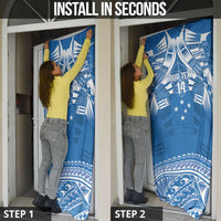 Toa Samoa Rugby Custom Door Cover Uso aso uma Samoan Pattern Blue - Polynesian Pride