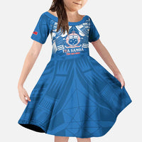 Toa Samoa Rugby Custom Family Matching Long Sleeve Bodycon Dress and Hawaiian Shirt Uso aso uma Samoan Pattern Blue - Polynesian Pride