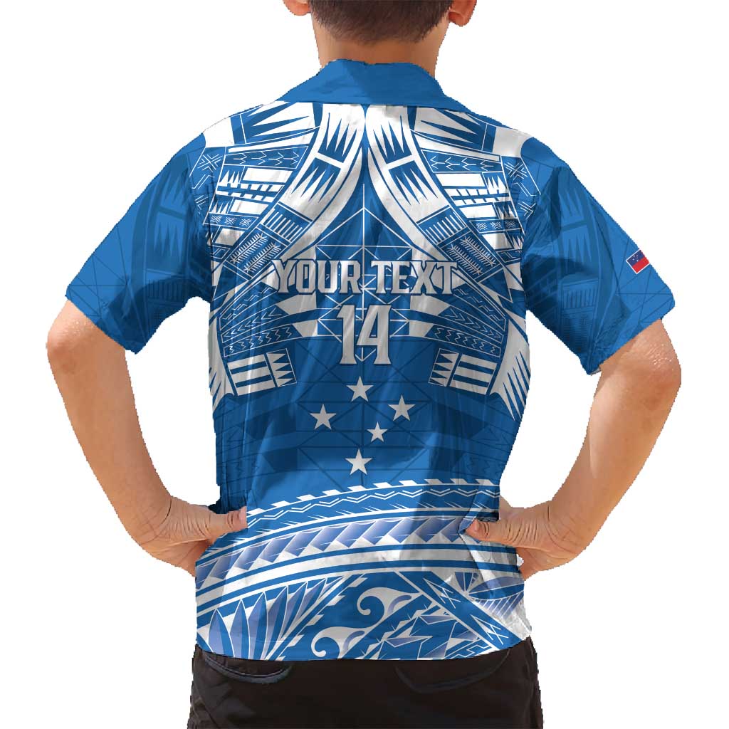 Toa Samoa Rugby Custom Family Matching Puletasi and Hawaiian Shirt Uso aso uma Samoan Pattern Blue - Polynesian Pride