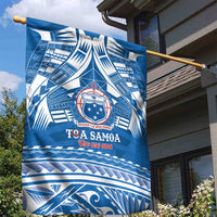 Toa Samoa Rugby Custom Garden Flag Uso aso uma Samoan Pattern Blue LT14 - Polynesian Pride