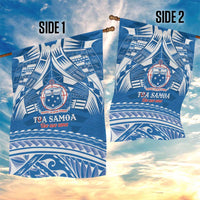 Toa Samoa Rugby Custom Garden Flag Uso aso uma Samoan Pattern Blue LT14 - Polynesian Pride