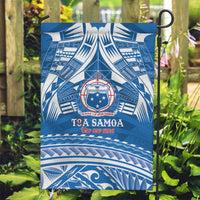Toa Samoa Rugby Custom Garden Flag Uso aso uma Samoan Pattern Blue LT14 Garden Flag Blue - Polynesian Pride