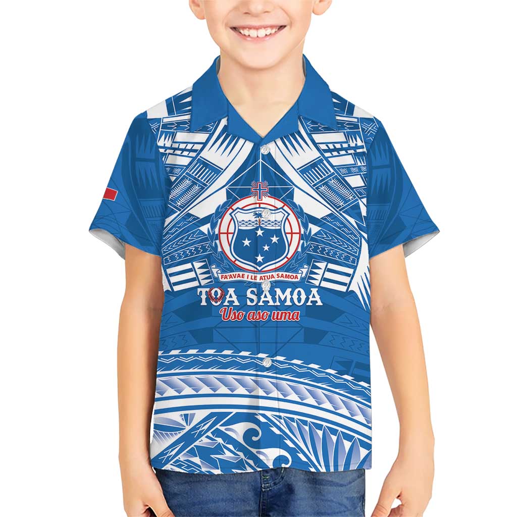 Toa Samoa Rugby Custom Hawaiian Shirt Uso aso uma Samoan Pattern Blue - Polynesian Pride