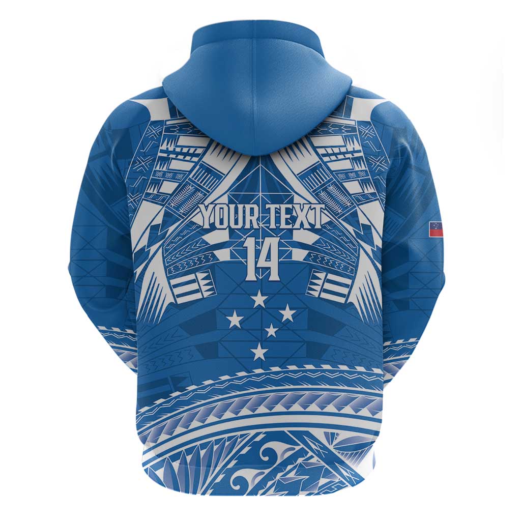 Toa Samoa Rugby Custom Hoodie Uso aso uma Samoan Pattern Blue - Polynesian Pride