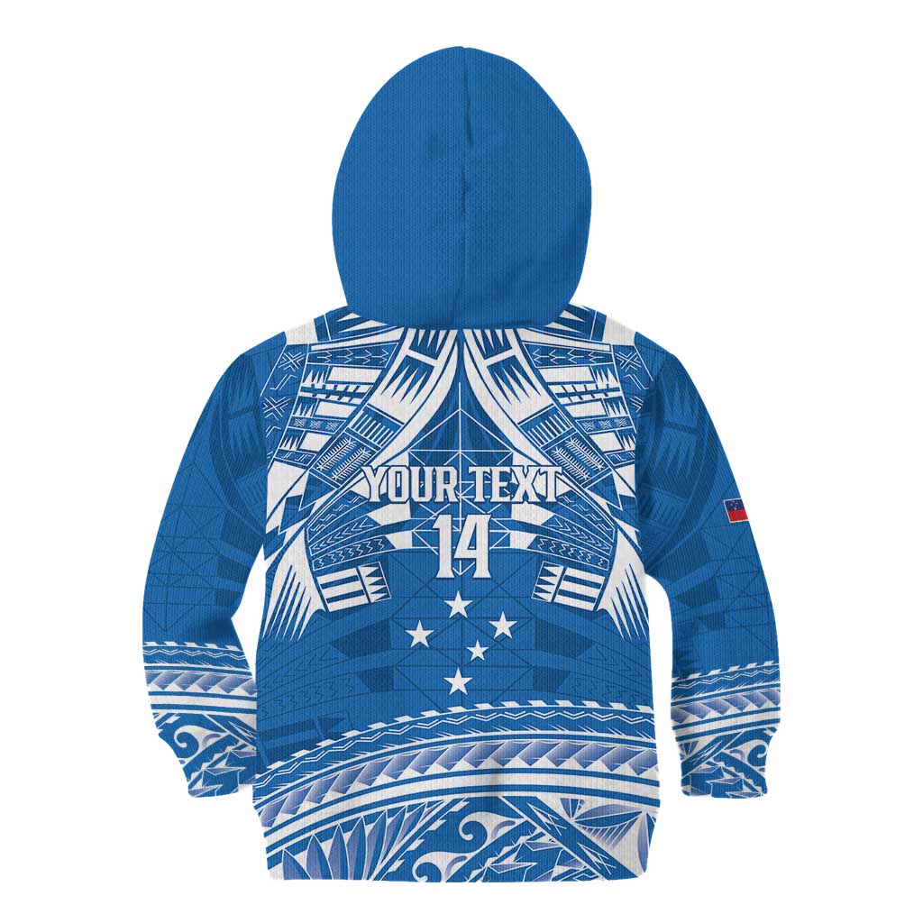 Toa Samoa Rugby Custom Kid Hoodie Uso aso uma Samoan Pattern Blue - Polynesian Pride
