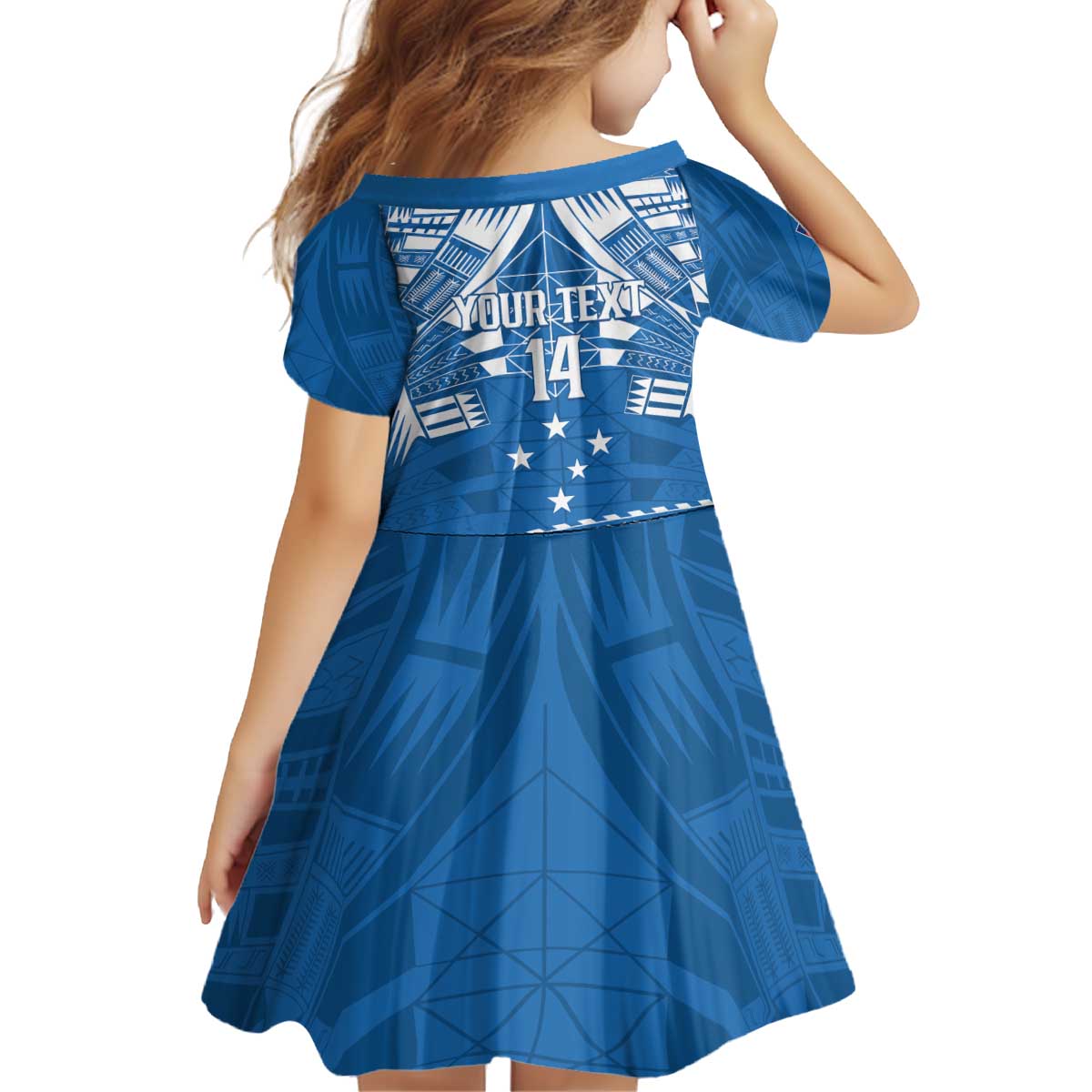 Toa Samoa Rugby Custom Kid Short Sleeve Dress Uso aso uma Samoan Pattern Blue - Polynesian Pride