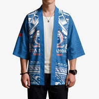 Toa Samoa Rugby Custom Kimono Uso aso uma Samoan Pattern Blue - Polynesian Pride