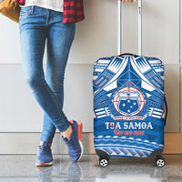 Toa Samoa Rugby Custom Luggage Cover Uso aso uma Samoan Pattern Blue LT14 - Polynesian Pride