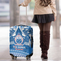 Toa Samoa Rugby Custom Luggage Cover Uso aso uma Samoan Pattern Blue LT14 - Polynesian Pride