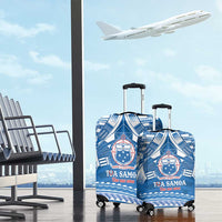 Toa Samoa Rugby Custom Luggage Cover Uso aso uma Samoan Pattern Blue LT14 - Polynesian Pride