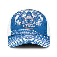 Toa Samoa Rugby Mesh Trucker Cap Uso aso uma Samoan Pattern Blue - Polynesian Pride