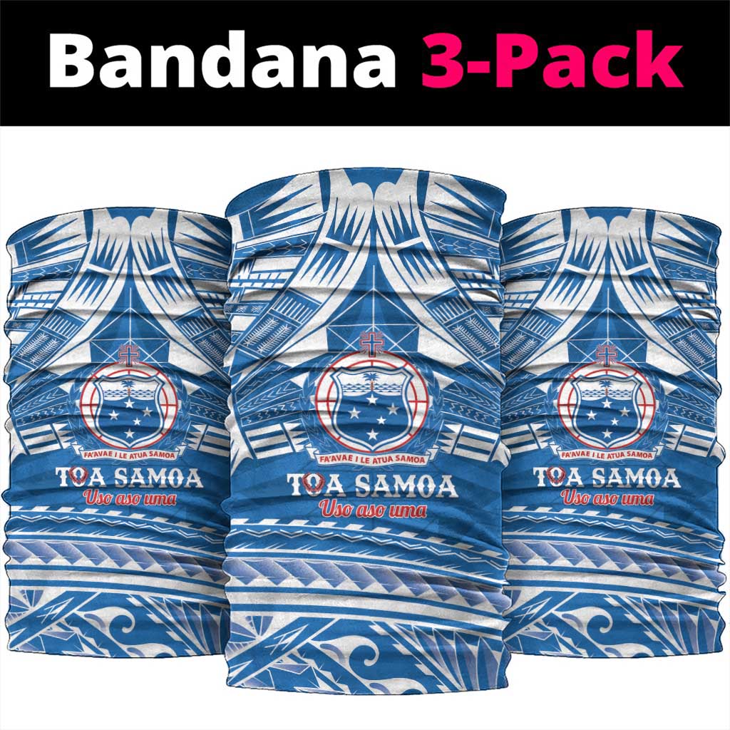 Toa Samoa Rugby Custom Neck Gaiter Uso aso uma Samoan Pattern Blue LT14 package One Size: 25*50cm Blue - Polynesian Pride