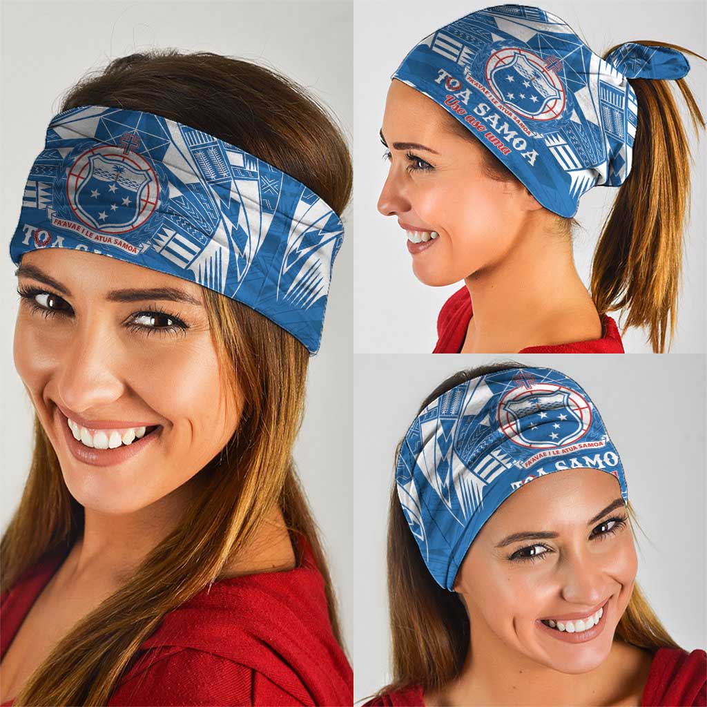 Toa Samoa Rugby Custom Neck Gaiter Uso aso uma Samoan Pattern Blue LT14 - Polynesian Pride